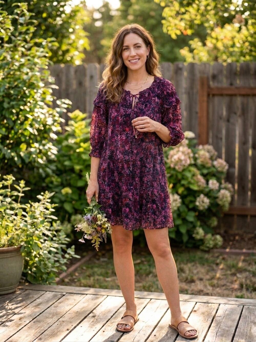 Gilner Farrar Baby Doll Mini Dress in Midnight Floral Size XS